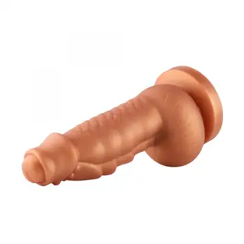 Hismith Monster Dildo Series 8.1 Inch Gold Silicone Dildo With Suction Cup Hippo Fantacy Dildo 2