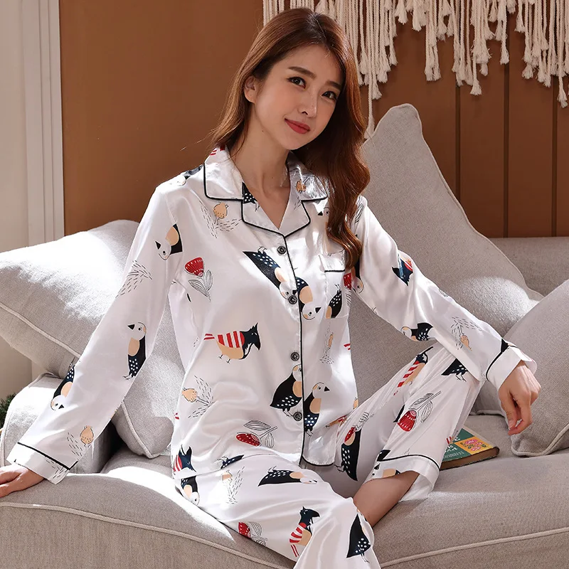 

Liang xing-Autumn & Winter Viscose Double Long Women's Printed Pajamas Suit M-XXL Code