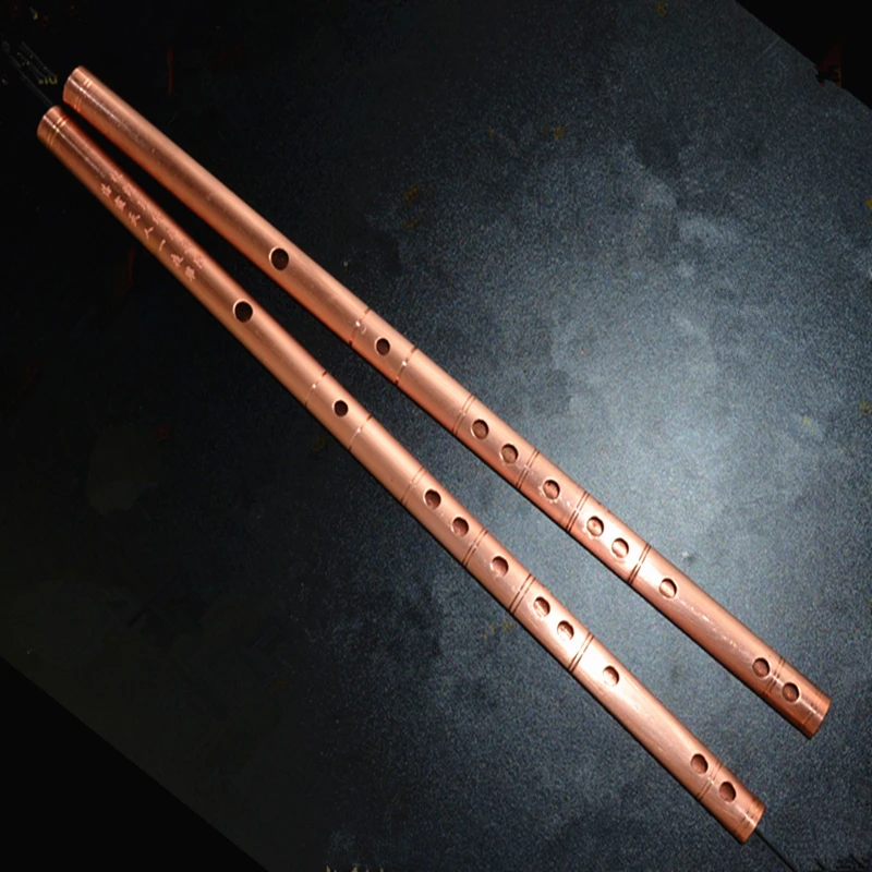 Chinese Flute Red Copper Metal Flute Dizi C  DE F G KEY Metal Flauta Transverse Flute Musical Instruments Self-defense Weapon