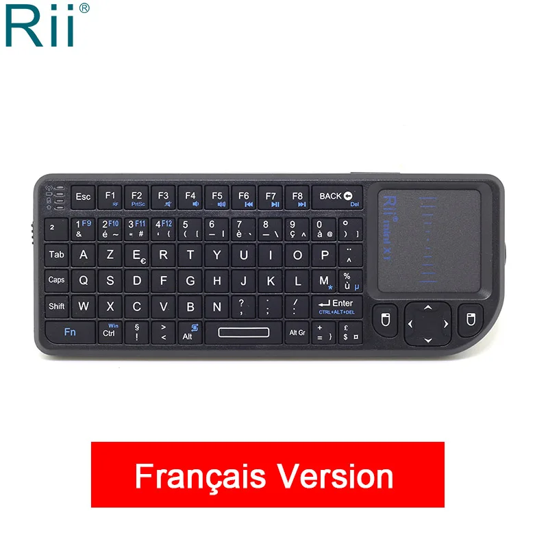 Rii Mini X1 Французский Испанский Португальский мини беспроводная клавиатура 2,4 ГГц Air mouse с Портативный сенсорный планшет для Android tv Box Mini PC - Цвет: French