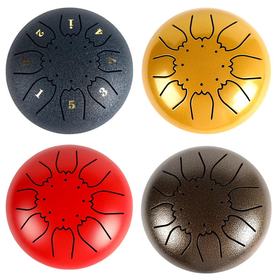 Mini 8-Tone Steel Tongue Drum 6 Inch Tongue Drum C Key Hand Pan with Mallets Carry Bag