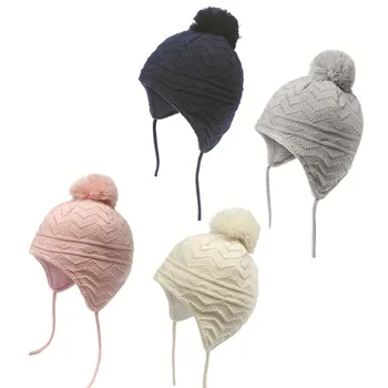 

Girl Boy Bonnet Pom pom Winter Hat For Boys Girls Ball Hat Kids Warm Knitted Hat Newborn Beanie Cap Fashion Cute Infant Cap