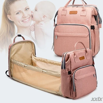 

Portable Baby Infant Nappy Changing Bag Large Capacity Folding Crib Diaper Backpack Stroller Straps for Travel Outdoor
