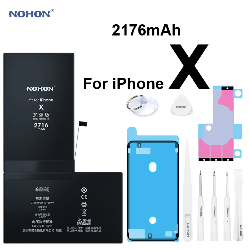 Nohon батарея для iPhone X iPhoneX 2716mAh Емкость встроенный литий полимерный аккумулятор Apple