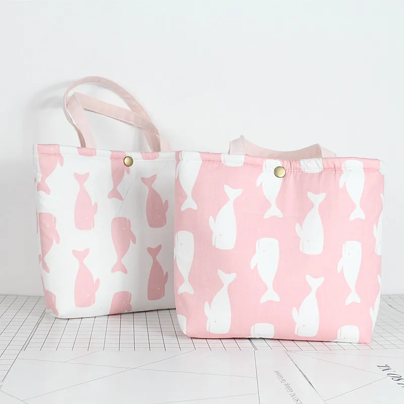 

Pink Small Cloth Bag Hand Cotton Linen Bento Box Bag Insulated Cloth Bag Japanese-style Hipster Spring And Summer New Style Pink