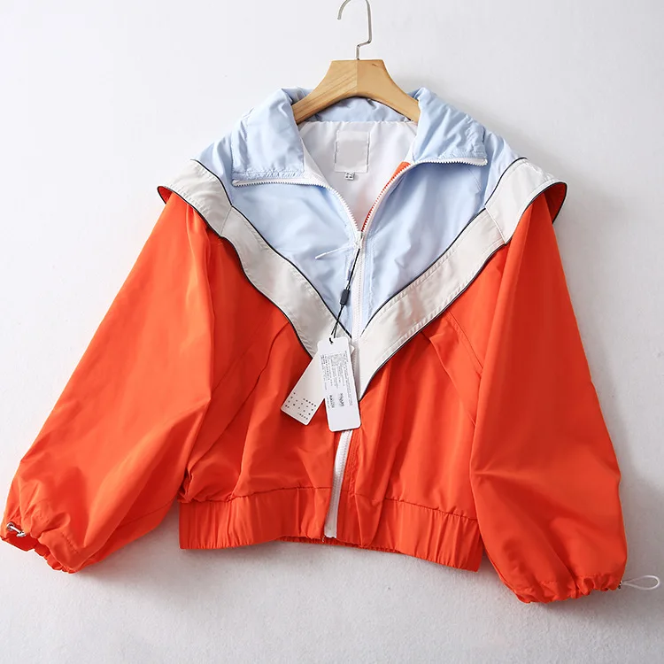 

Ga39 Mixed Colors Hooded Zipper Jacket Cardigan Raglan Long Sleeve Versatile Casual Coat Women's
