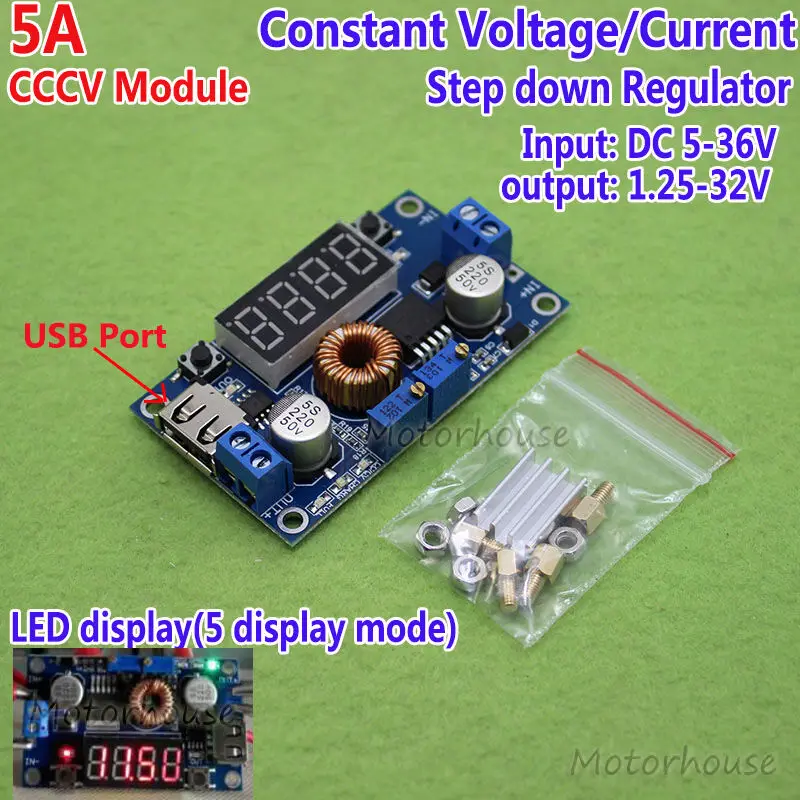 LED Display USB 5A CCCV Constant Current Voltage Adjustable Buck Module Meter Step Down Regulator Board | Обустройство дома