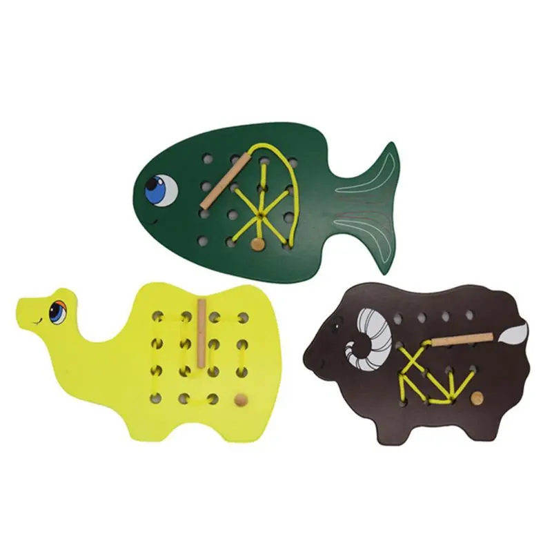 

Montessori Wooden Toddler String Threading Lacing Toys Early Educational Kids Baby Puzzle,Travel Game for Boy / Girl Above 3 Ye
