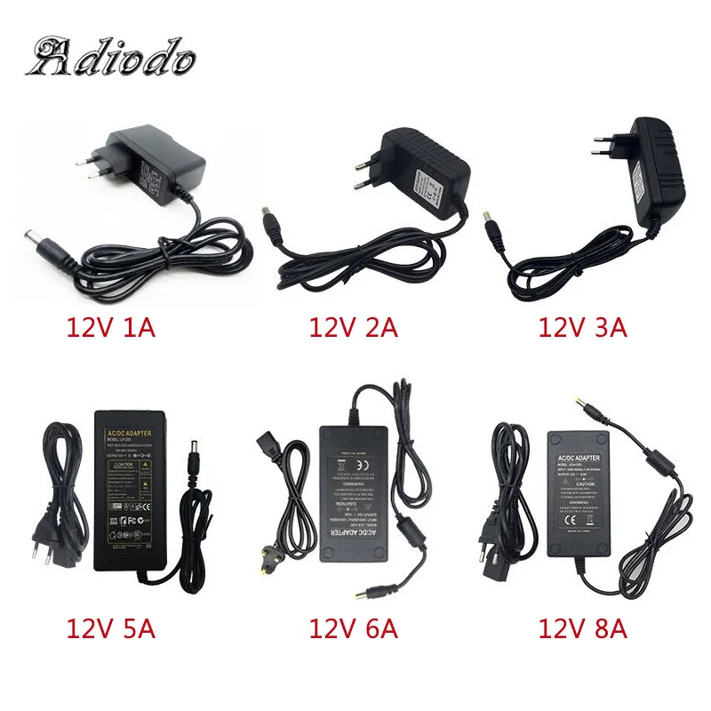 

110-240V AC To DC Adapter 12V 1A 2A 3A 4A 5A 6A Power Adaptor Charger Universal Switching Supply 12 Volt LED Light Strip Plug