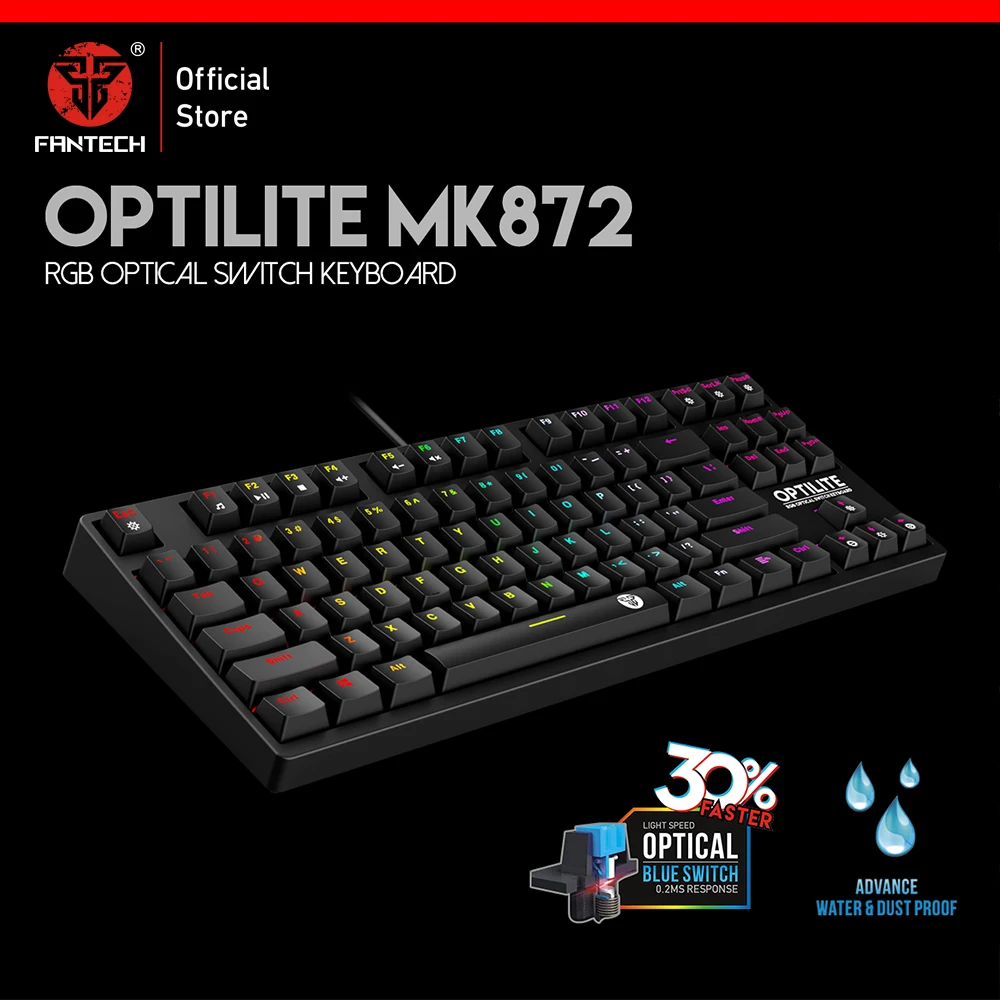 

FANTECH MK872 Waterproof Optical Axis Keyboard All Buttons Have No Conflicts Waterproof Gaming Keyboard For CS Keyboard gamer
