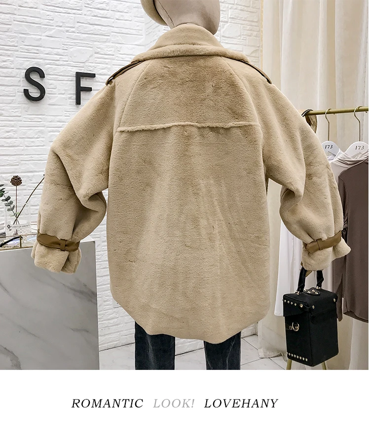 Новинка, Осень-зима, отложной воротник, женская верхняя одежда, свободная, сохраняющая тепло, пушистая мотоциклетная куртка, длинный рукав, Женское пальто