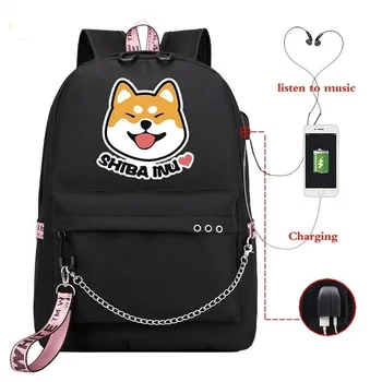 

Funny Shiba Inu Backpack Usb Charge Laptop Backpack School Bags for Teenage Girls Women Backpacks Mochila Bagpack
