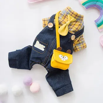 

Overalls Plaid Pet Clothing Cartoon Small for Dog Clothes Jumpsuits Costume Cotton French Bulldog Dogs Cute Autumn Boy Mascotas