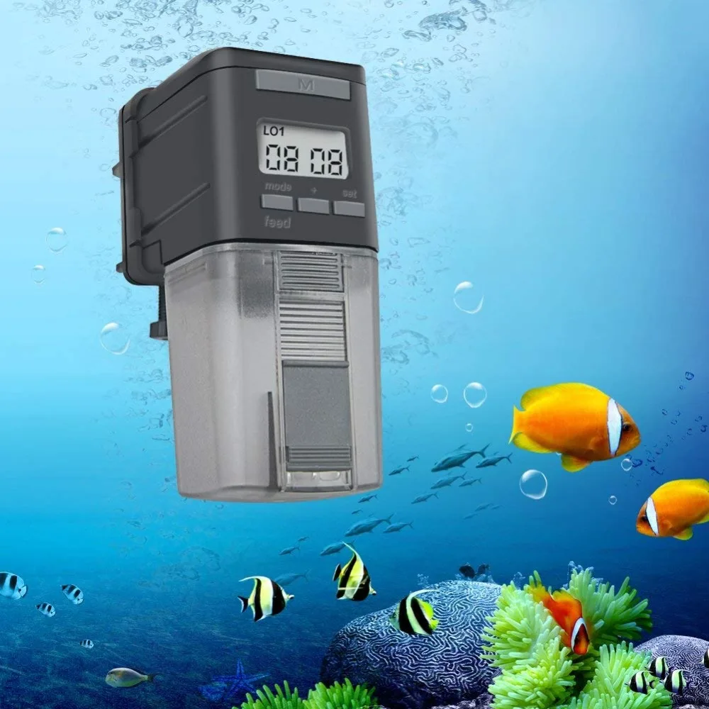 Battery Operated Automatic Fish Feeder Digital LCD Display Aquarium