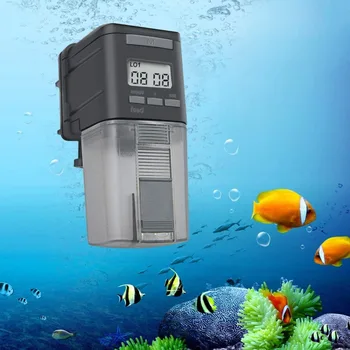 

Battery-Operated Automatic Fish Feeder Digital LCD Display Aquarium Tank Pet Turtle Flake Pellets Food Timer Feeding Dispenser