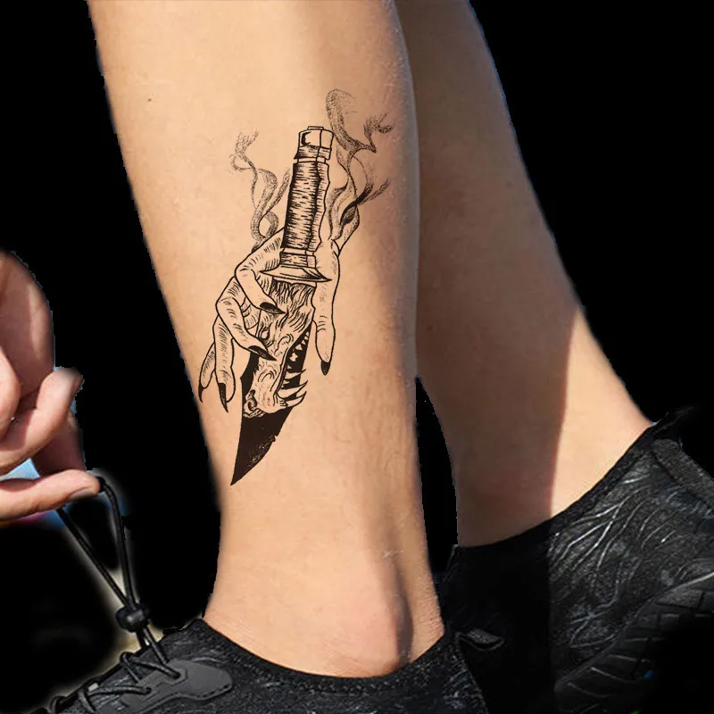 

Black Knife Temporary Tattoo for Men Women Arm Body Art Waterproof Fake Tatoo Stickers Tatuajes Temporales Tatoos Flash Decals