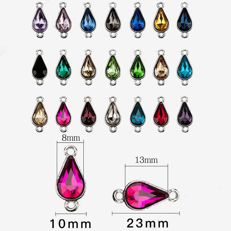 20pc Crystal Rhinestone Water Drop Connectors Pendant Charms for Jewelry Making Earrings Charm Necklace Bracelet DIY Accessories | Украшения