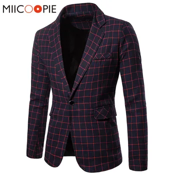 

Plus Size Blazer Masculino Autumn Winter Plaid Slim Fit Suit Blazers Men Leisure Business Single Button Formal Mens Suits Jacket