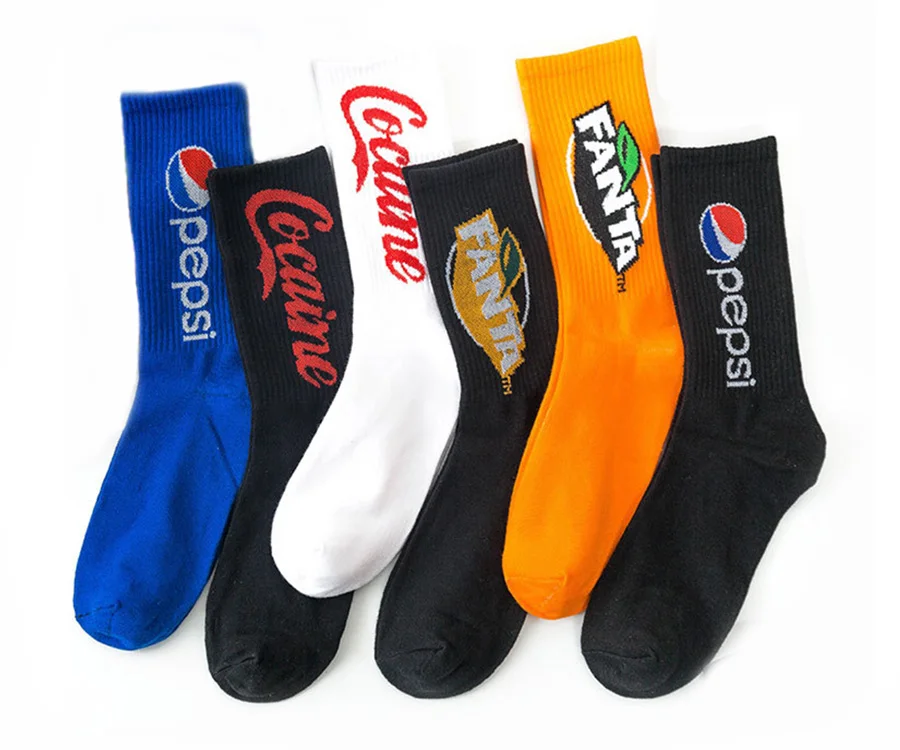 Забавные носки с буквенным принтом для женщин, повседневные хлопковые носки, одноцветные, черные, белые, синие, оранжевые, Harajuku, стиль скейтборда