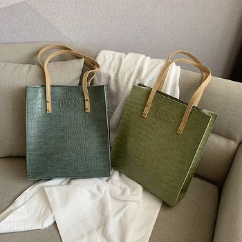 

Retro large-capacity bag female 2019 new fashion crocodile pattern portable casual student shoulder tote bag