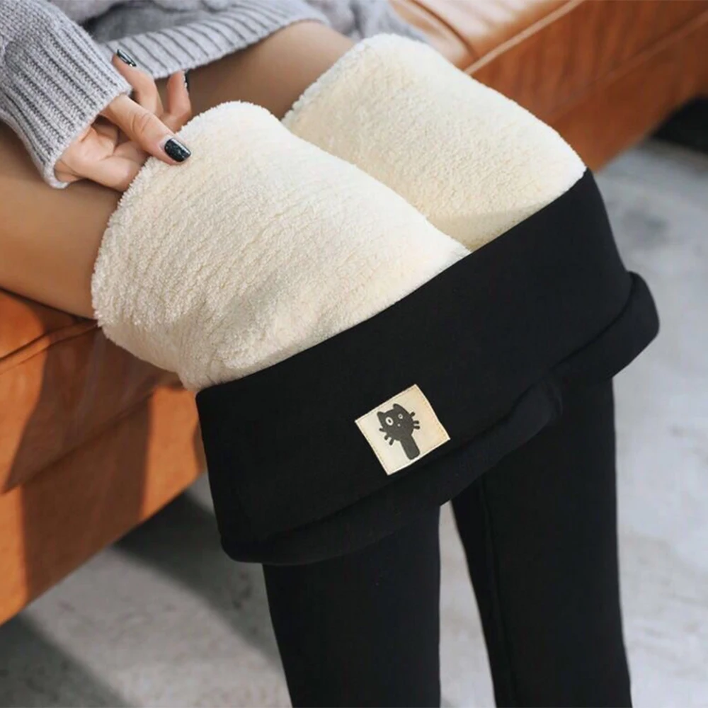 Winter Warm Leggings Women High Waist Velvet Thick Legging Patchwork Super Stretch Pencil Pant Plus Size