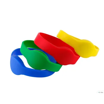 

100 pcs diameter 65mm 13.56Mhz F08 1K memory silicone rfid wristband waterproof