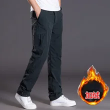 Флисовые теплые зимние брюки карго мужские повседневные свободные с несколькими карманами мужские военные армейские стильные брюки зеленого цвета хаки Размер 3XL