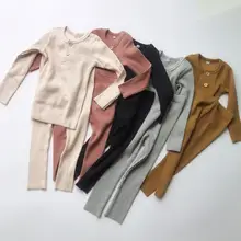 Одежда для маленьких мальчиков и девочек; Детский комплект в рубчик; детская одежда с длинными рукавами; сезон осень-зима; пижамные комплекты; брюки для малышей