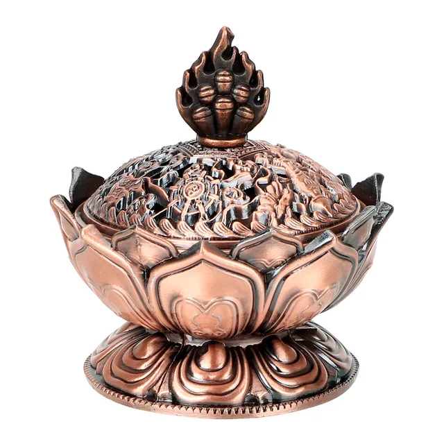 Red bronze Античный сплав Медь башня ароматерапия печь сандалового дерева горелка для благовоний в виде лотоса благовония дорога украшение дома - Цвет: Red bronze