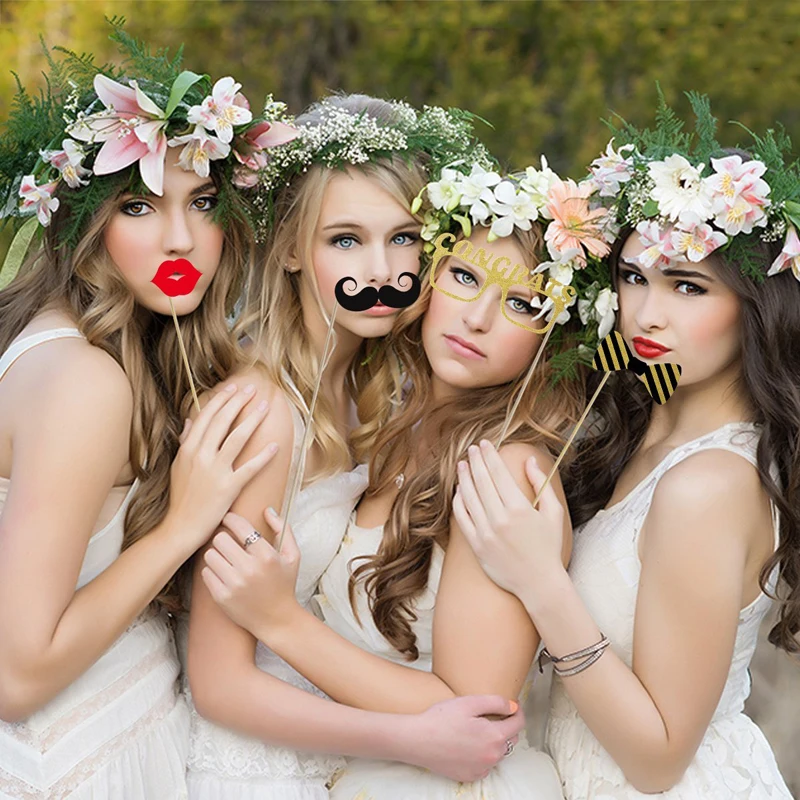 17/27/30pcs Photo Booth Props Graduation Party Decoration Bachelor Cap Grad Congrats Graduated Supplies PhotoBooth