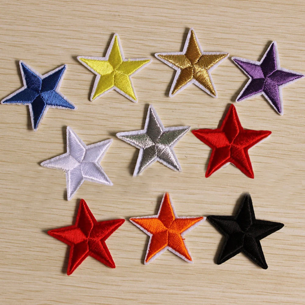 10pcs Star Embroidery Sew On Iron On Patch Badge Fabric Applique Craft New