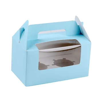 

20 SET of Sweet Blue holes cupcake box with handle