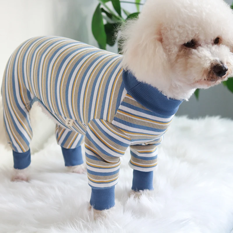 Pet Dog Jumpsuit Stretch 100Cotton Long Sleeve Overalls Puppy Clothes