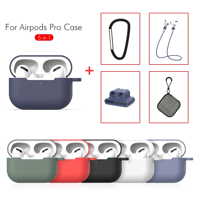 5 в 1 Аксессуары для наушников ремешок Apple AirPods Pro Чехол Для Air pods противоударный