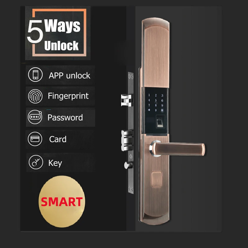 

Electric Biometric Fingerprint Lock Keyless Digital Smart Door Lock APP Touch Password Keypad Card Fingerprint 5 Ways Unlocking