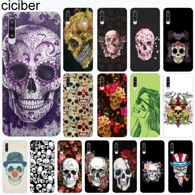 

ciciber Phone Case for Samsung Galaxy A50 A70 A80 A40 A30 A20 A60 A10 A20e Soft Silicone TPU Colorful funny Skull Cover Fundas