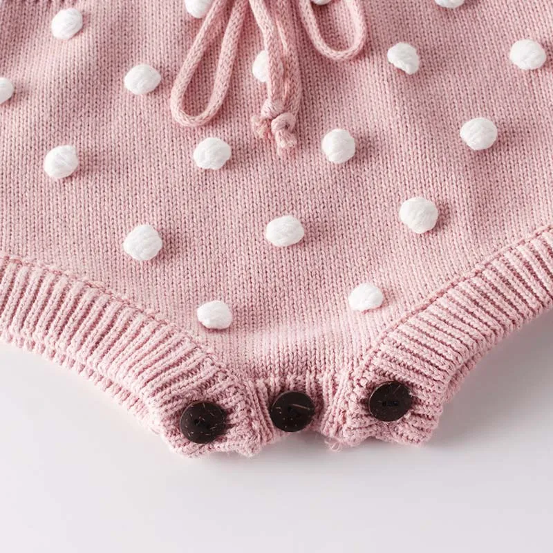Г., фирменный комбинезон для маленьких девочек от 0 до 24 месяцев, зимний свитер милый мягкий вязаный хлопковый комбинезон в стиле пэчворк с помпонами для новорожденных девочек