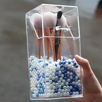 

Desktop Storage Box Square/Round/Hexagonal Makeup Brushes Holder Transparent Acrylic Cosmetic Flip Top Storage Rack FAS6