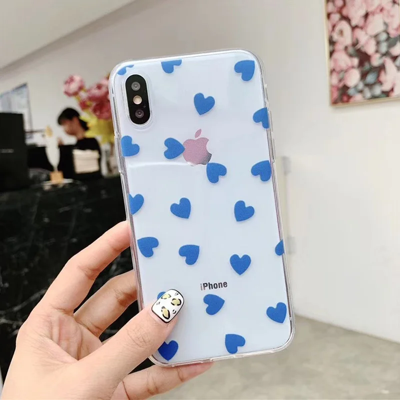 AC3110 Blue Lovebay Love Heart для iPhone 6, 6 s, 7, 8 Plus, X, XR, XS Max, 11 Pro, Max, 5, 5S, SE, чехол для телефона с волнистыми точками, прозрачный мягкий ТПУ для iPhone X - Цвет: AC3110 Blue