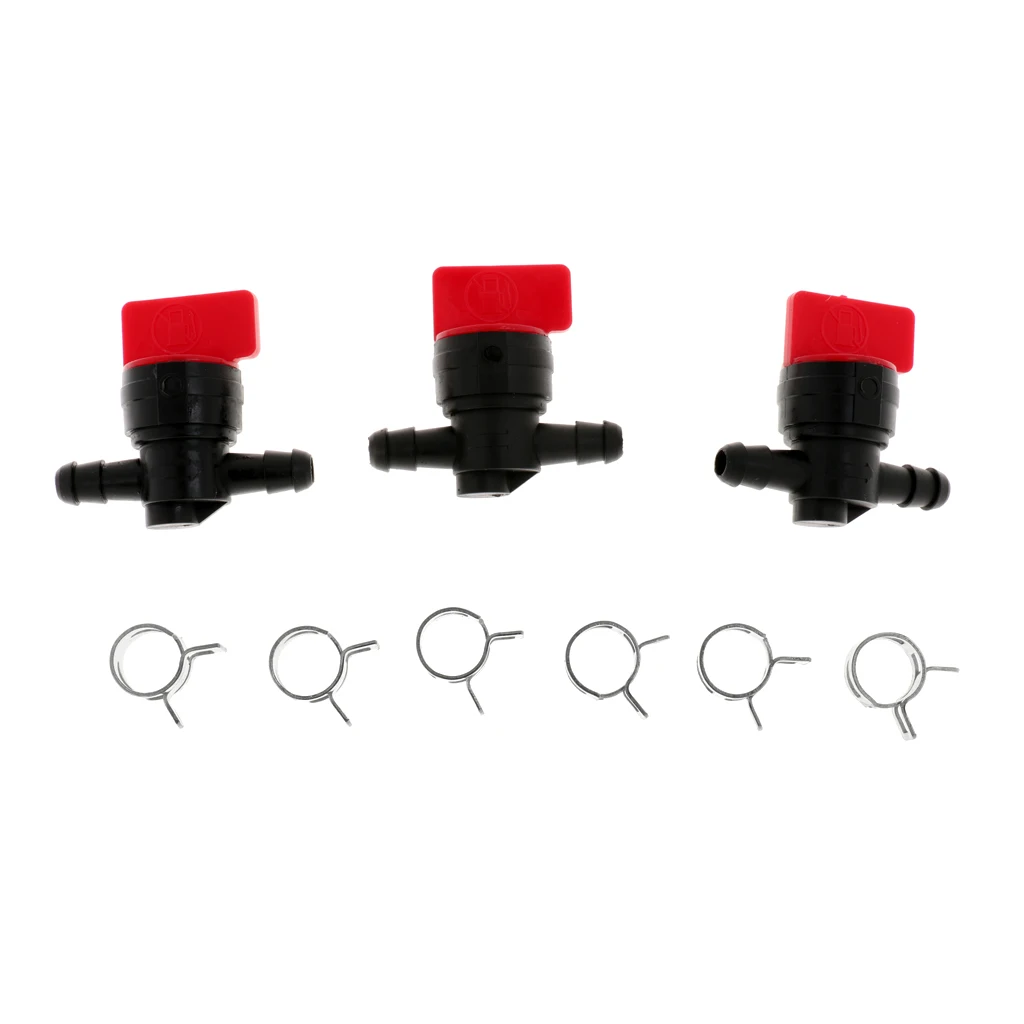 3pcs Fuel Gas Hose Inline straight Cut Shut On Off Valve for Riding Mower