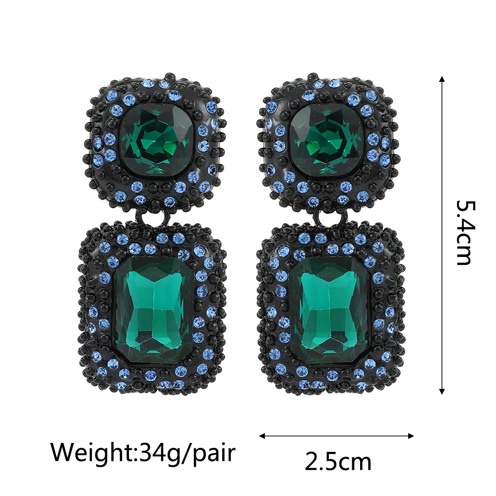 Ztech New Green Series Set Earrings Designer Jewelry Crystal Tassel Za Accessories Handmake Statement Bijoux Pendientes Brincos