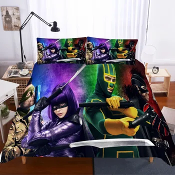 

Movie Kick-Ass 2 Duvet Cover Set Microfiber Comic Bedding Super Hero Mayhem Pillowcase Bedspread Double King Size Room Decor
