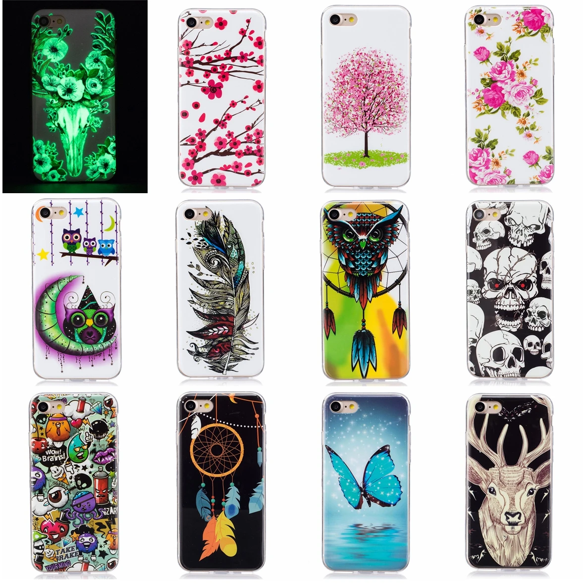 Fashion Printed Case For Apple iPhone 7 8 Soft TPU Silicone Cover Back Bumper iPhone7 Luminous Night Shine Cases iPhone8 |