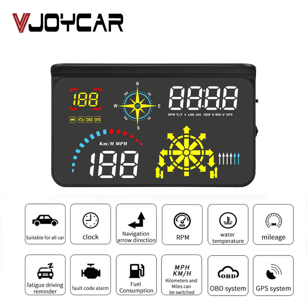 US $52.99 Newest Windshield Projector Obd2 Scanner With Live Navigation Gps Hud Speed