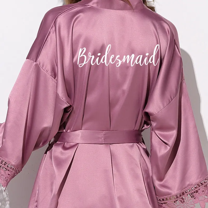 Mauve Bridesmaid YUXINBRIDAL халат с кружевной отделкой одежда для невесты кружевной халат халаты для невесты - Цвет: Mauve Bridesmaid