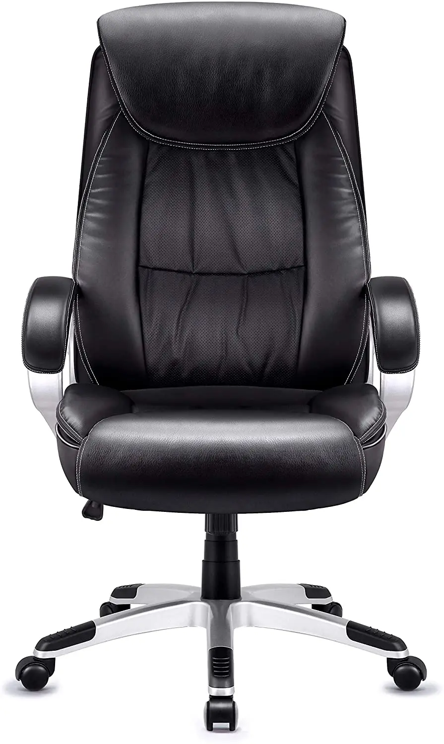 

High-Back Executive Office Chair Faux Leather Large Seat Computer Chair Ergonomic Design Adjustable Seat Height WCG DE