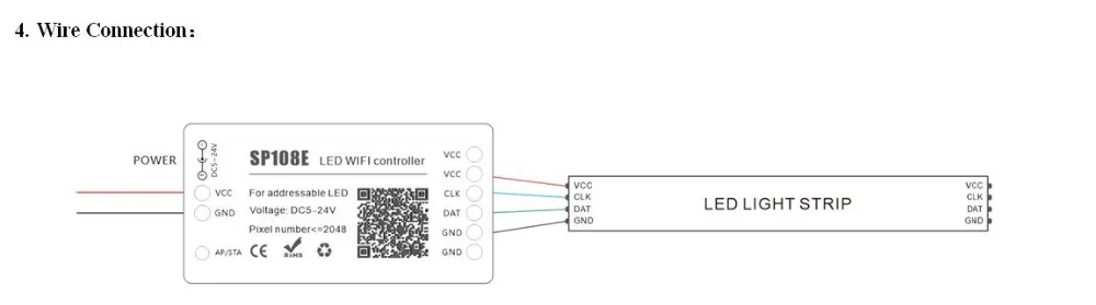 SP108E светодиодный Wifi контроллер пикселей; mart APP Беспроводное управление IOS 10/Android 4,4 DC5-24V