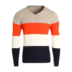 Свитер мужской осенне-зимний новый цветной пуловер свитер с v-образным вырезом тонкий с длинными рукавами мужской тонкий вязаный свитер