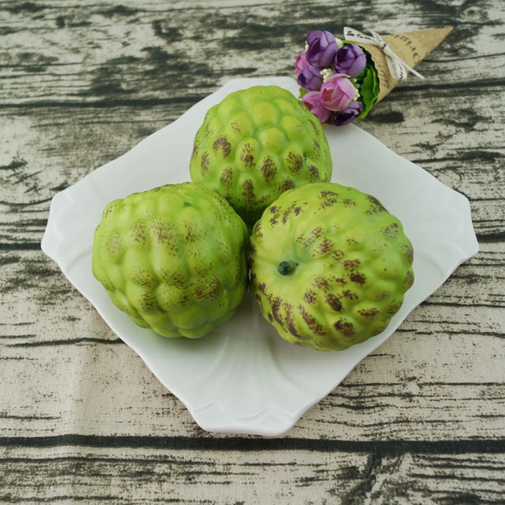 

10pcs 8cm*7.5cm High imitation Fake artificial Custard apple fruit model&plastic fake simulated artificial Custard apple fruit
