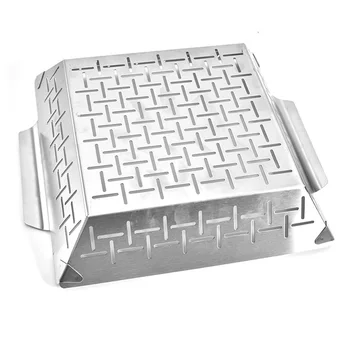 

Rectangle Kitchen Baking Tool Camping Storage Plate Barbecue Tray Anti Scald Veggies Grill Pan Heat Resistant Stainless Steel